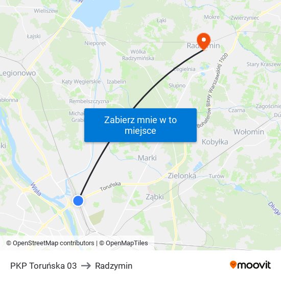 PKP Toruńska 03 to Radzymin map