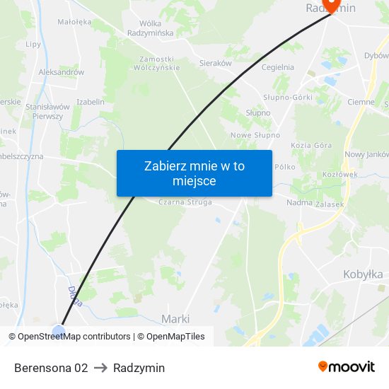 Berensona 02 to Radzymin map