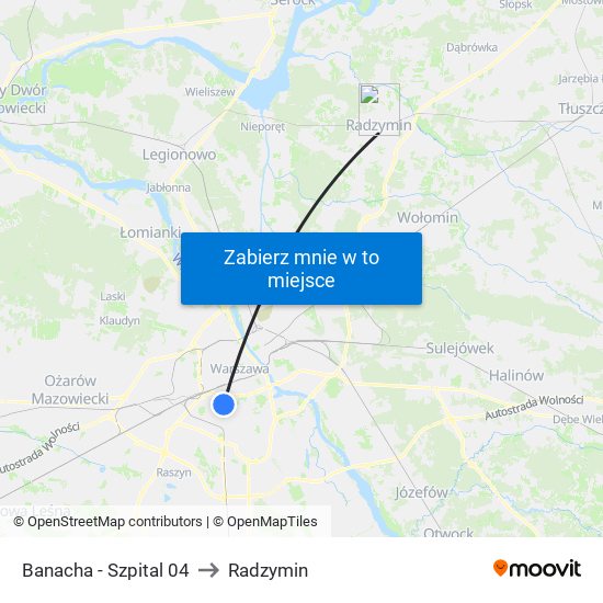 Banacha - Szpital 04 to Radzymin map