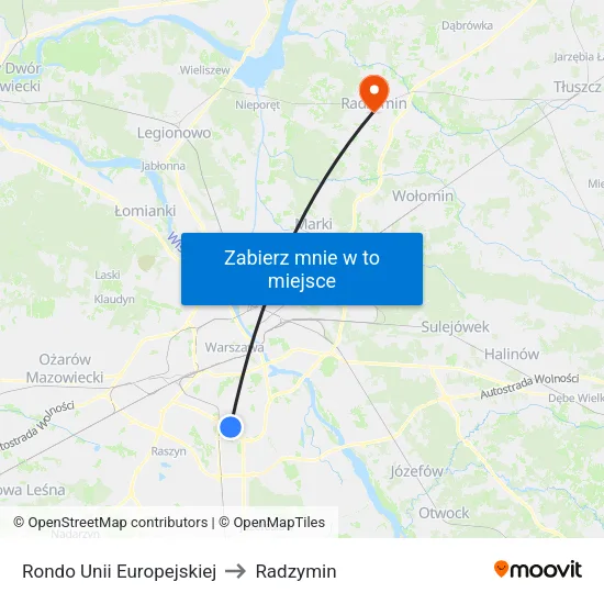 Rondo Unii Europejskiej to Radzymin map