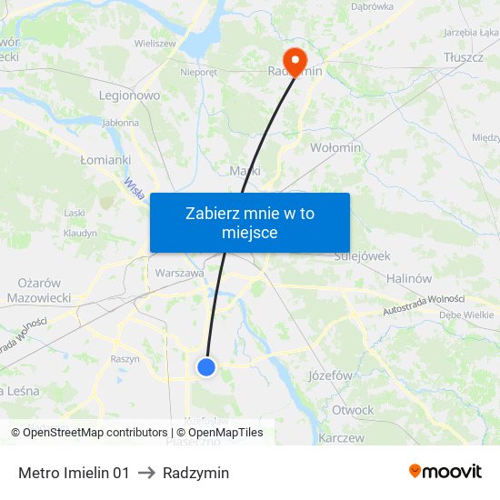 Metro Imielin 01 to Radzymin map