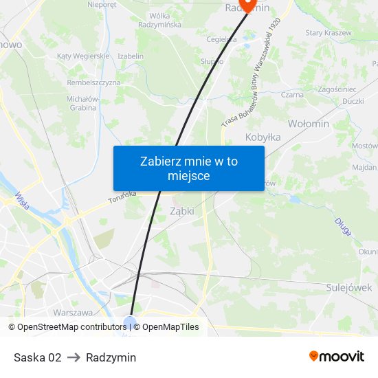 Saska to Radzymin map