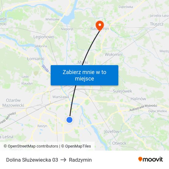 Dolina Służewiecka to Radzymin map