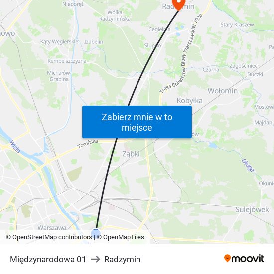 Międzynarodowa 01 to Radzymin map