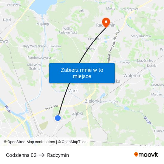 Codzienna 02 to Radzymin map