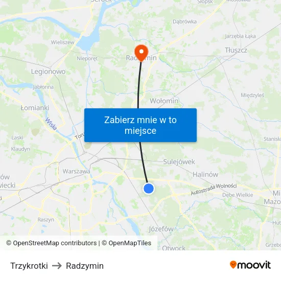 Trzykrotki to Radzymin map