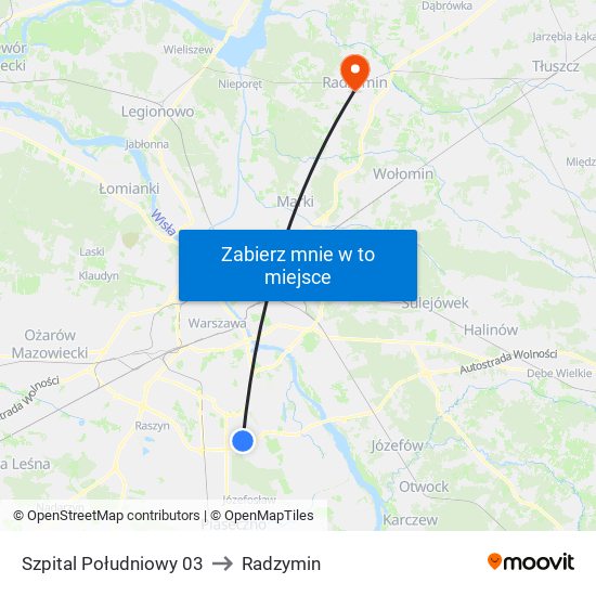 Szpital Południowy 03 to Radzymin map