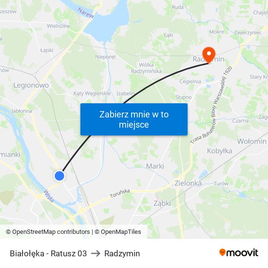 Białołęka - Ratusz 03 to Radzymin map