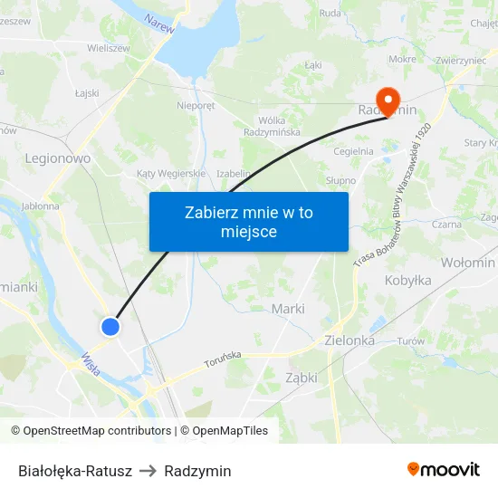 Białołęka - Ratusz to Radzymin map