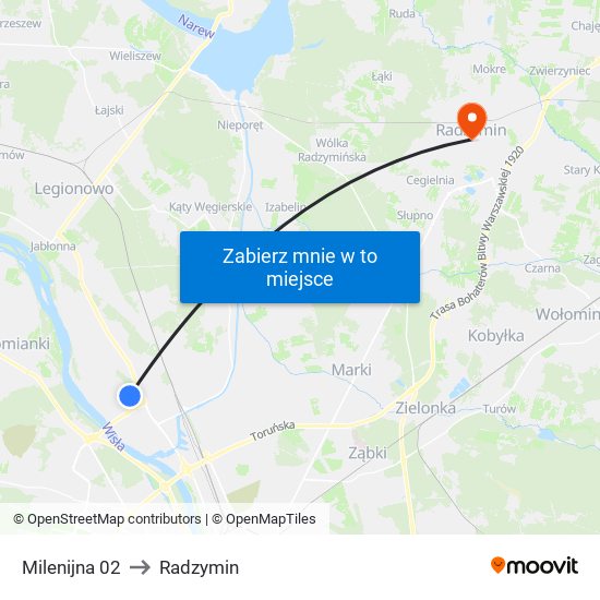 Milenijna 02 to Radzymin map