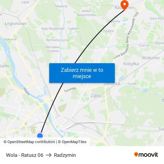 Wola - Ratusz 06 to Radzymin map