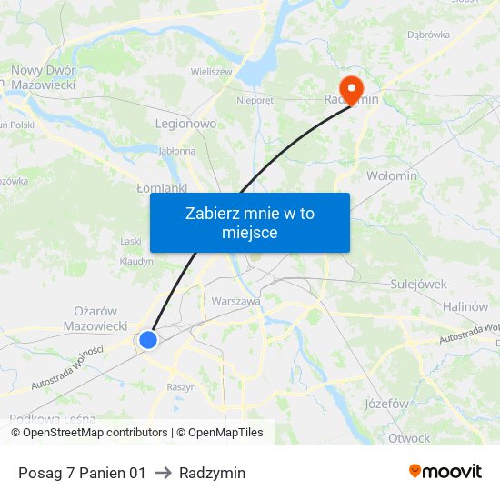 Posag 7 Panien 01 to Radzymin map