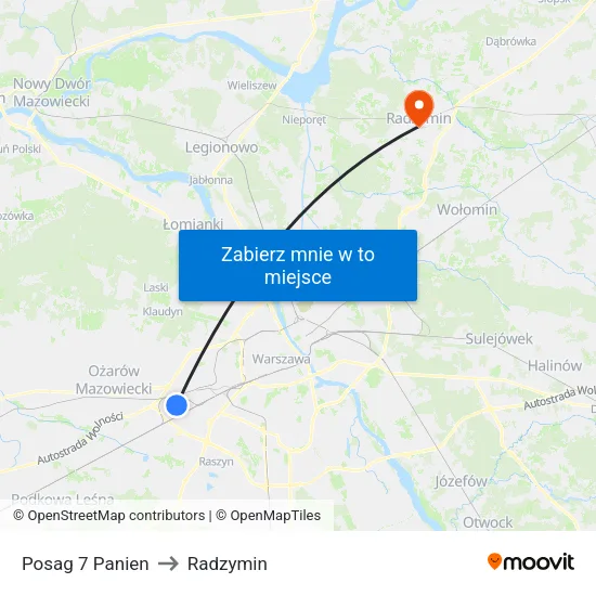 Posag 7 Panien to Radzymin map