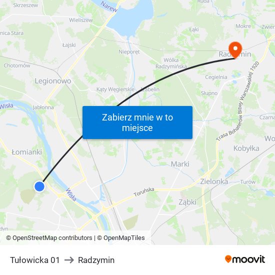 Tułowicka 01 to Radzymin map