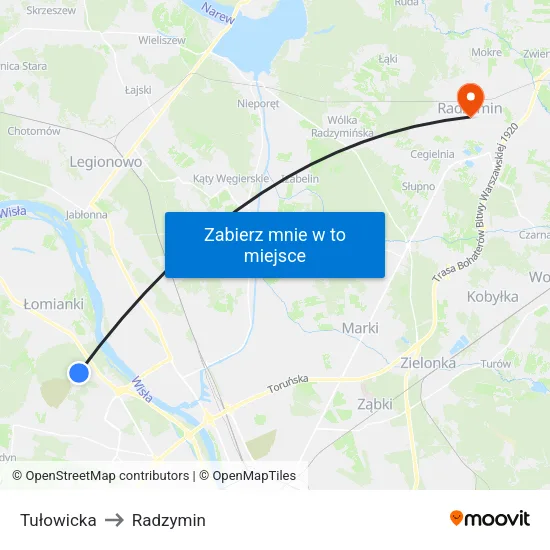 Tułowicka to Radzymin map