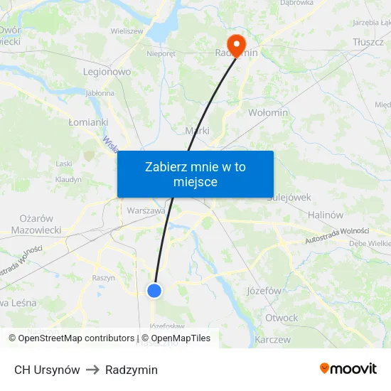 CH Ursynów to Radzymin map