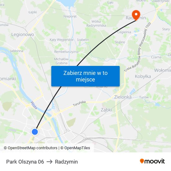 Park Olszyna 06 to Radzymin map