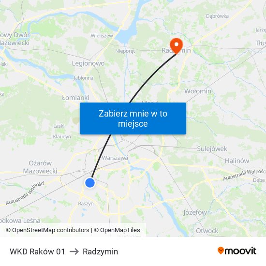 WKD Raków 01 to Radzymin map