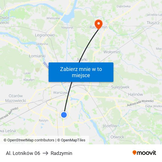 Al. Lotników 06 to Radzymin map