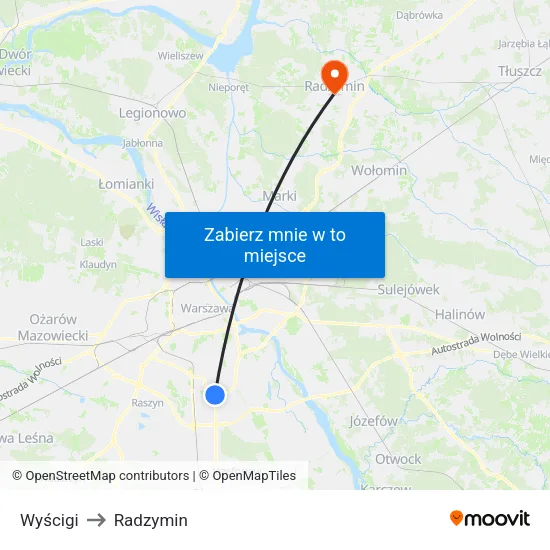 Wyścigi to Radzymin map