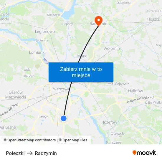 Poleczki to Radzymin map
