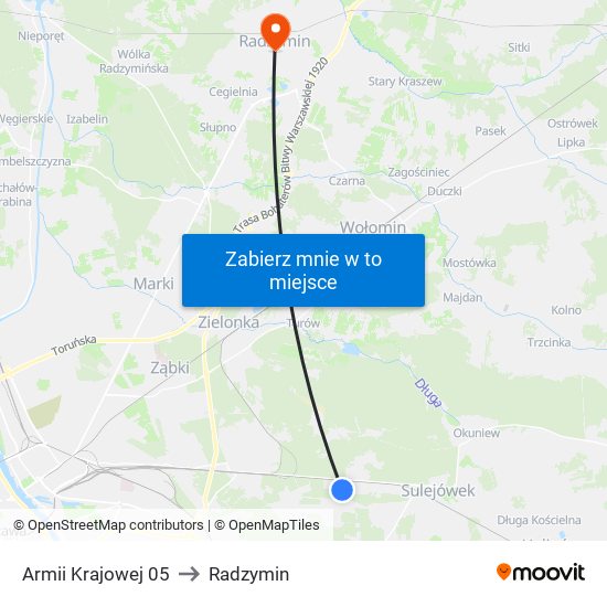 Armii Krajowej 05 to Radzymin map