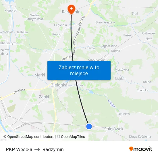 PKP Wesoła to Radzymin map