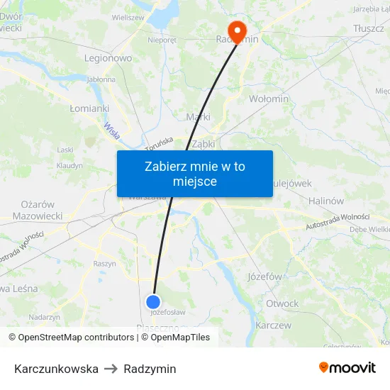 Karczunkowska to Radzymin map