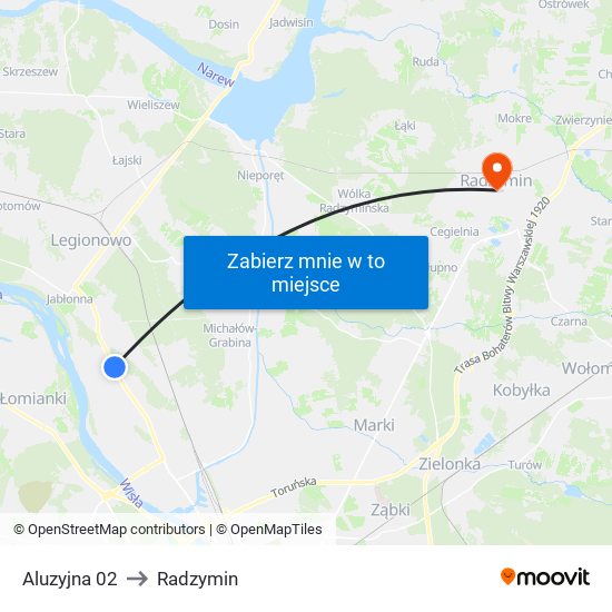 Aluzyjna 02 to Radzymin map