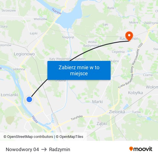 Nowodwory 04 to Radzymin map