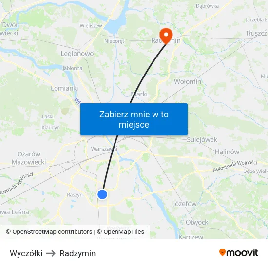 Wyczółki to Radzymin map