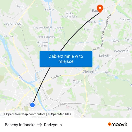 Baseny Inflancka to Radzymin map