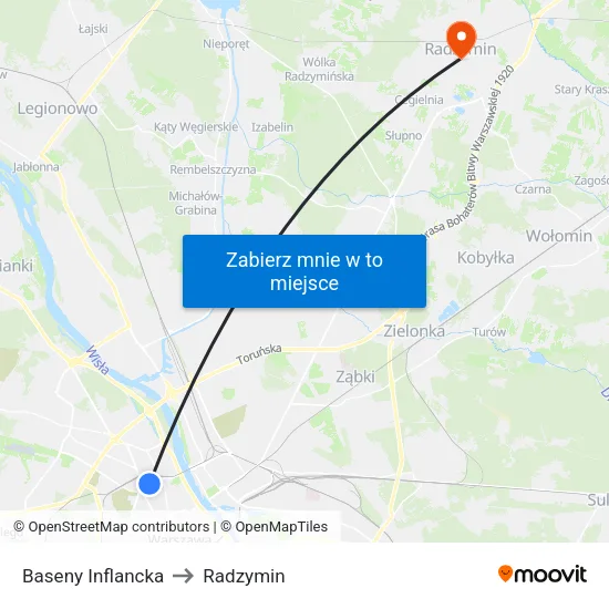 Baseny Inflancka to Radzymin map
