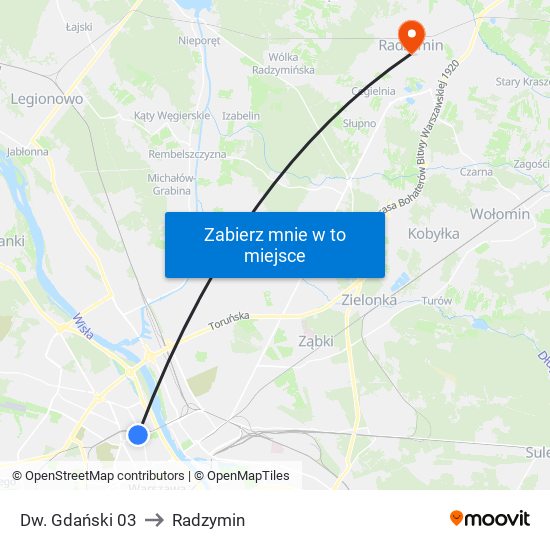 Dw. Gdański 03 to Radzymin map