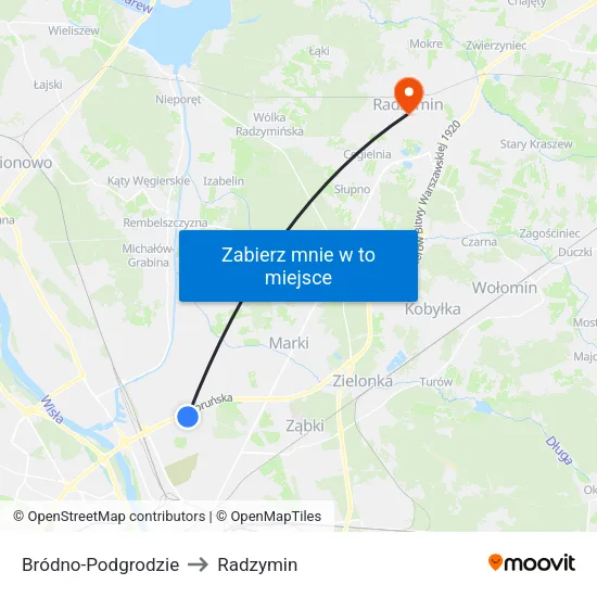 Bródno - Podgrodzie to Radzymin map