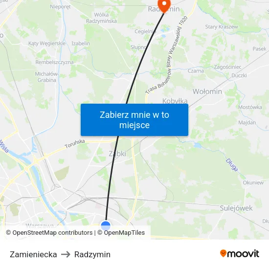 Zamieniecka to Radzymin map