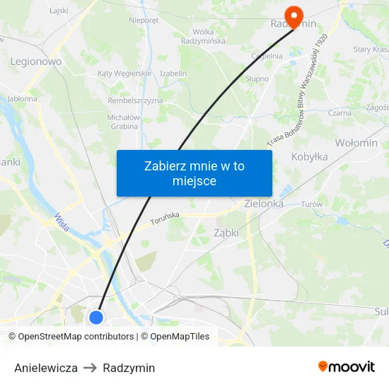 Anielewicza to Radzymin map