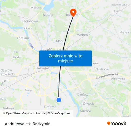 Andrutowa to Radzymin map
