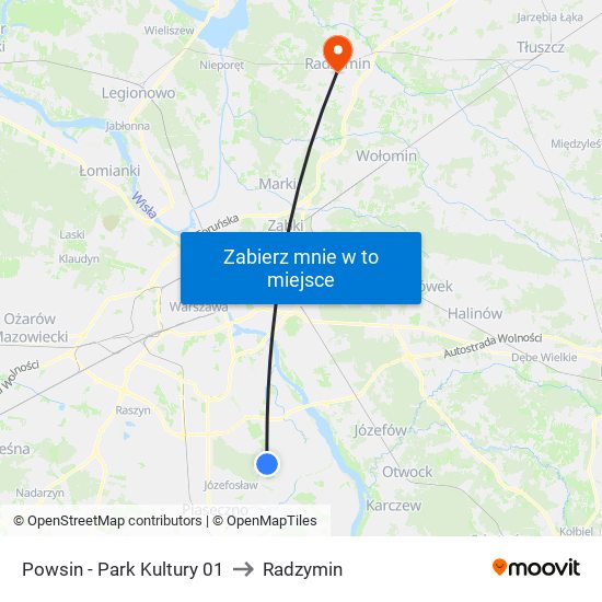 Powsin - Park Kultury 01 to Radzymin map