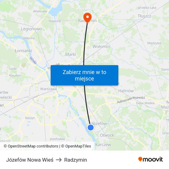 Józefów Nowa Wieś to Radzymin map