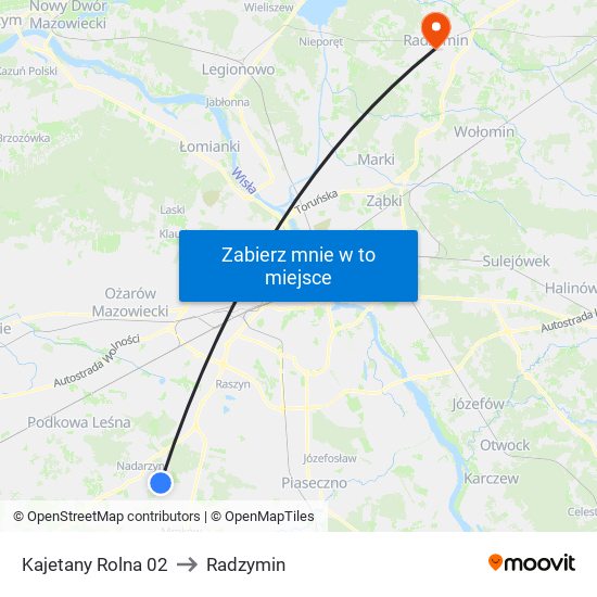 Kajetany Rolna 02 to Radzymin map