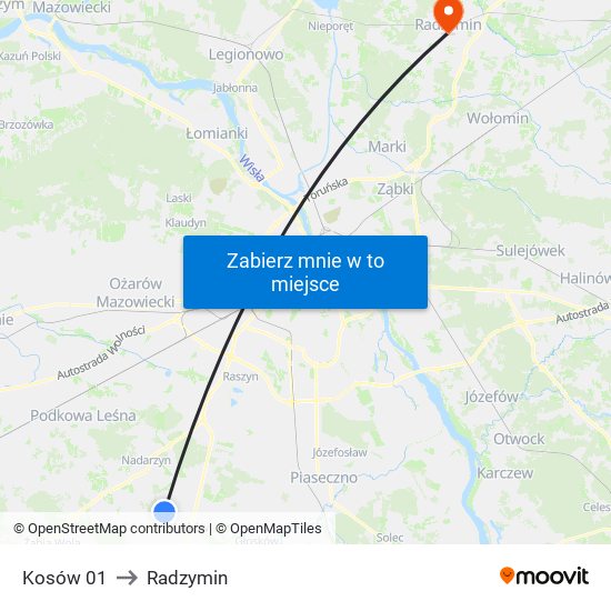 Kosów 01 to Radzymin map