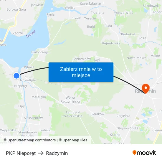 PKP Nieporęt to Radzymin map