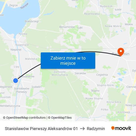 Stanisławów Pierwszy Aleksandrów 01 to Radzymin map