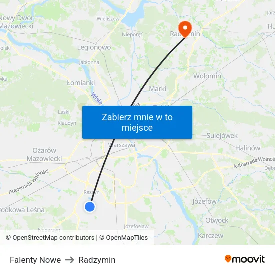 Falenty Nowe to Radzymin map