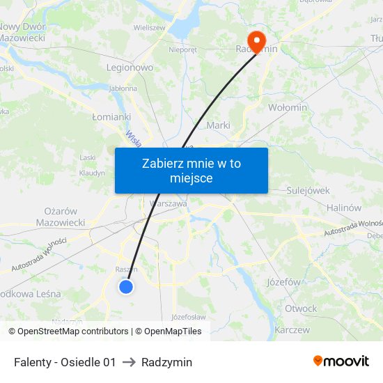 Falenty - Osiedle 01 to Radzymin map