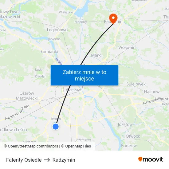 Falenty - Osiedle to Radzymin map