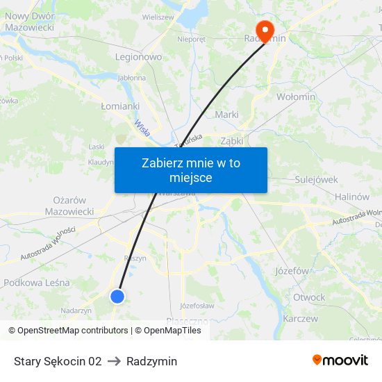 Stary Sękocin 02 to Radzymin map