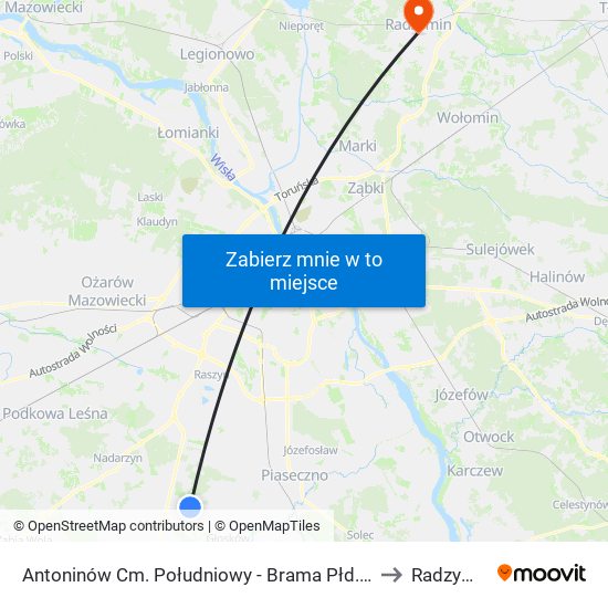 Antoninów Cm. Południowy - Brama Płd. 01 to Radzymin map