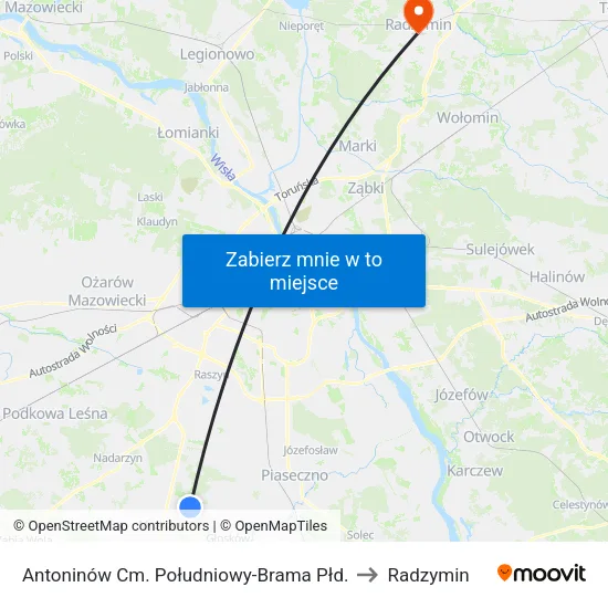 Antoninów Cm. Południowy - Brama Płd. to Radzymin map